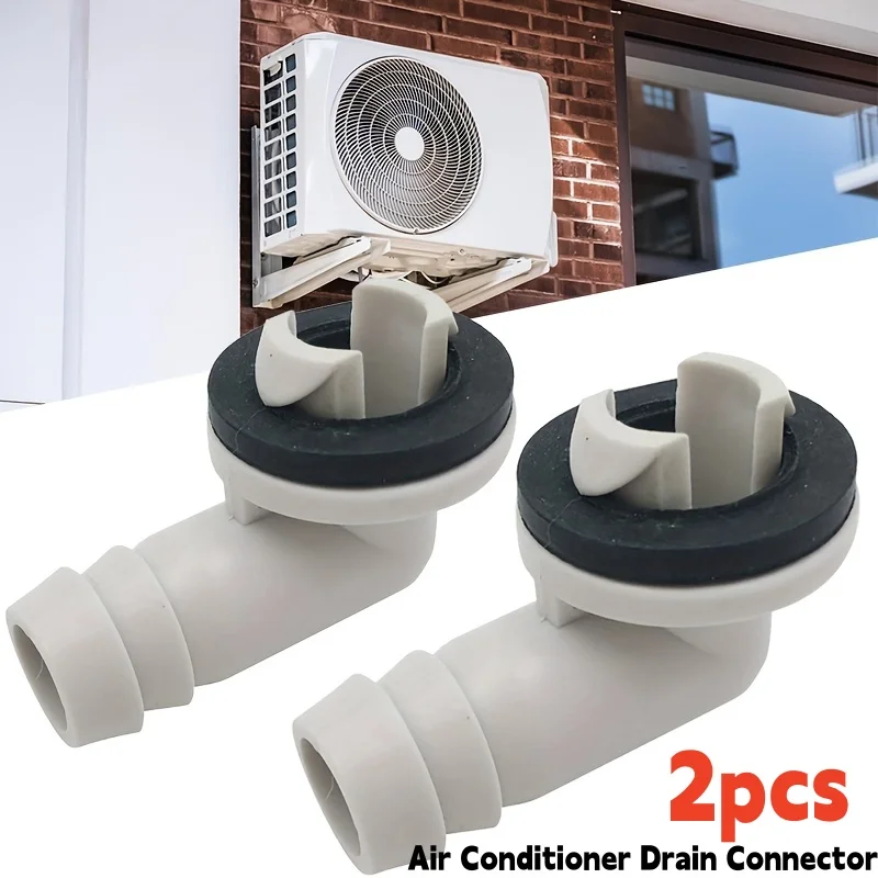 2Pcs Air Conditioner Drain Connector,AC Plastic Drain Hose Elbow Fitting,Anti-defomed Leak-Proof with Seals Fits for 15mm Hoses