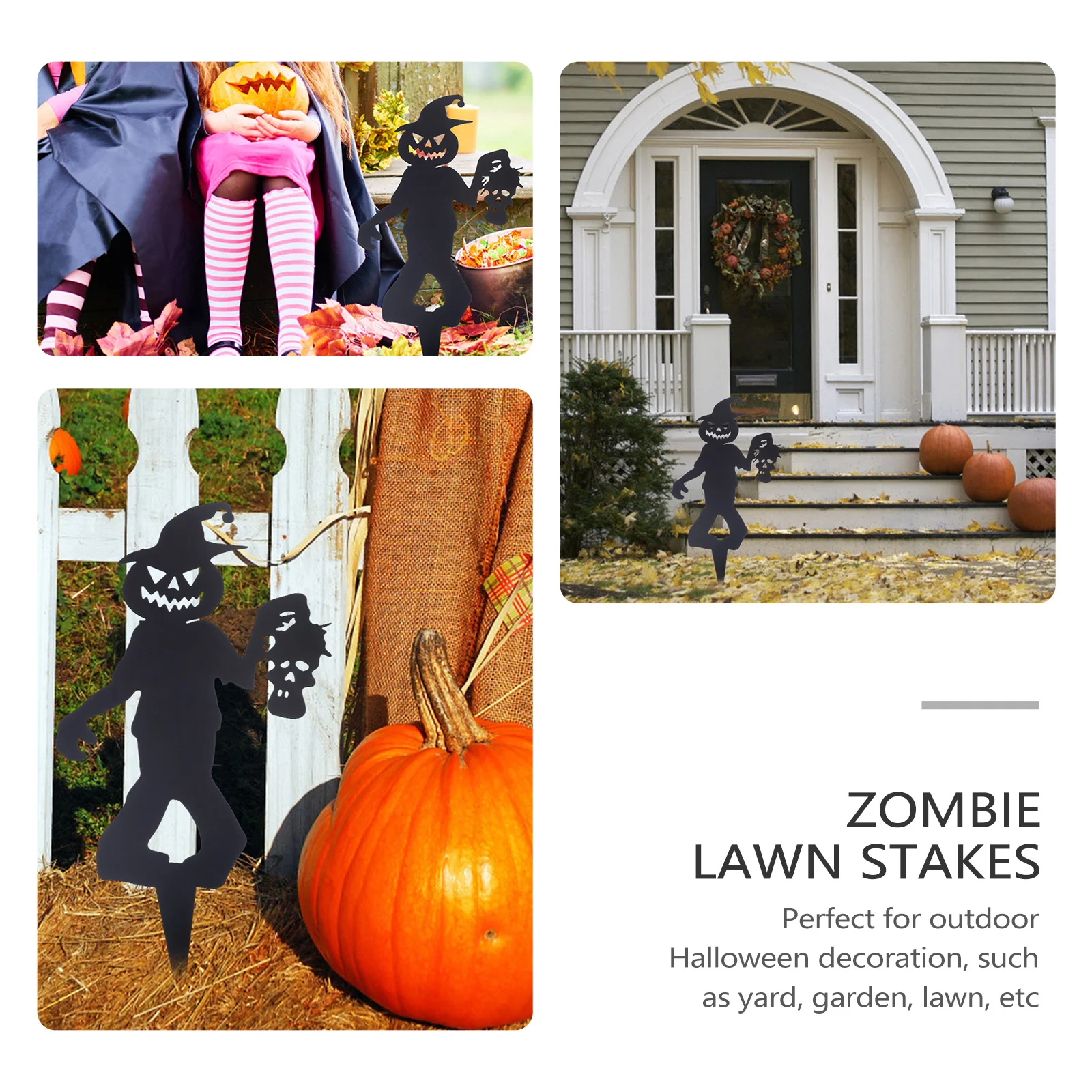

1pc Iron Halloween Witch Garden Stake Zombie Pumpkin Yard Decor Outdoor Lawn Sign Halloween Party Ground Insert Decoration