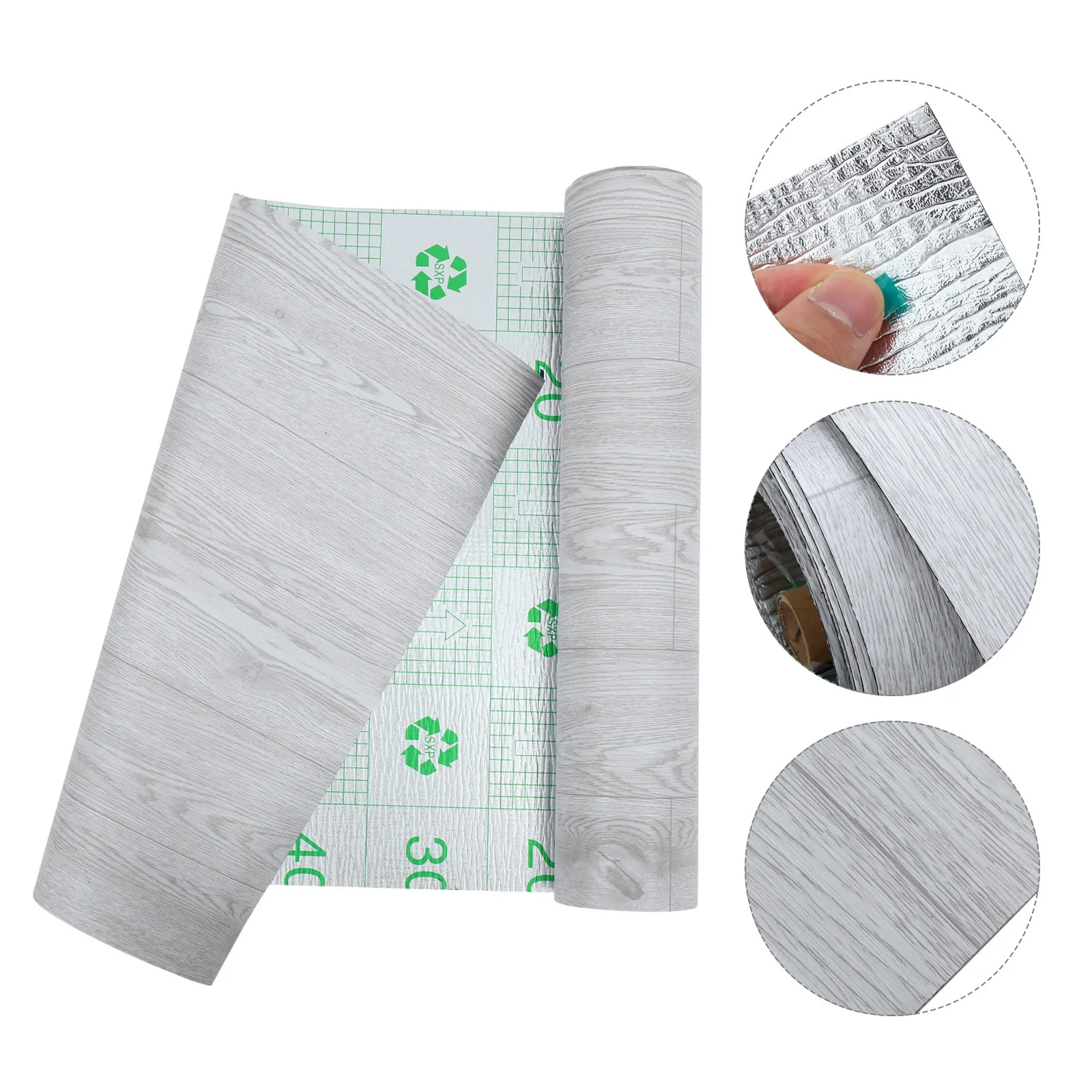 1 rolo de piso autoadesivo de pvc, azulejo grosso para cozinha, banheiro, quarto, escritório, casa, grão de madeira, à prova d'água