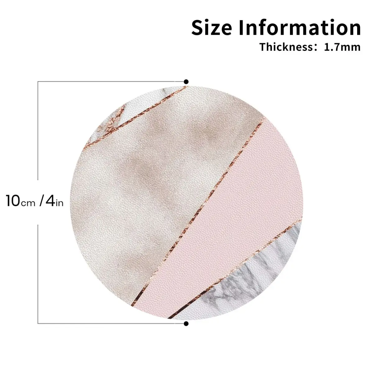 Spliced Mixed Rose Gold Marbl Coasters PVC Leather Placemats Waterproof Coffee Mats for Decor Home Dining Pads Set of 6