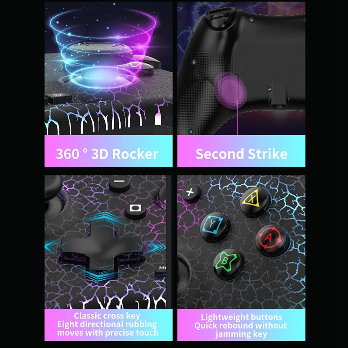 Caldo! Console di gioco wireless + supporto per Switch/Android/Ios/Pc Giroscopio a 6 assi Joystick ad alta precisione Rgb Bluetooth Gamepad C