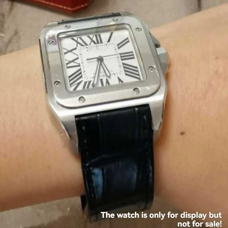 For Cartier Santos straps, genuine leather Santos100 series men's and women's cowhide watch strap accessories 20mm 23mm