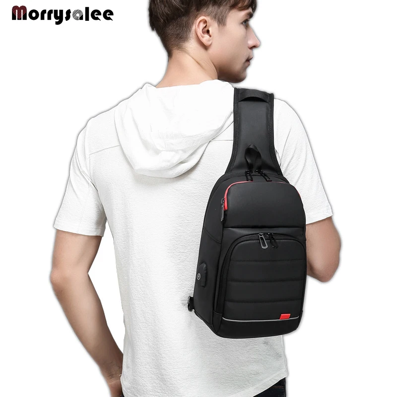 Sac à bandoulière étanche pour homme, chargement USB, sac messager, sac de poitrine, sangle unique initiée, haute qualité, nouveau, 2024