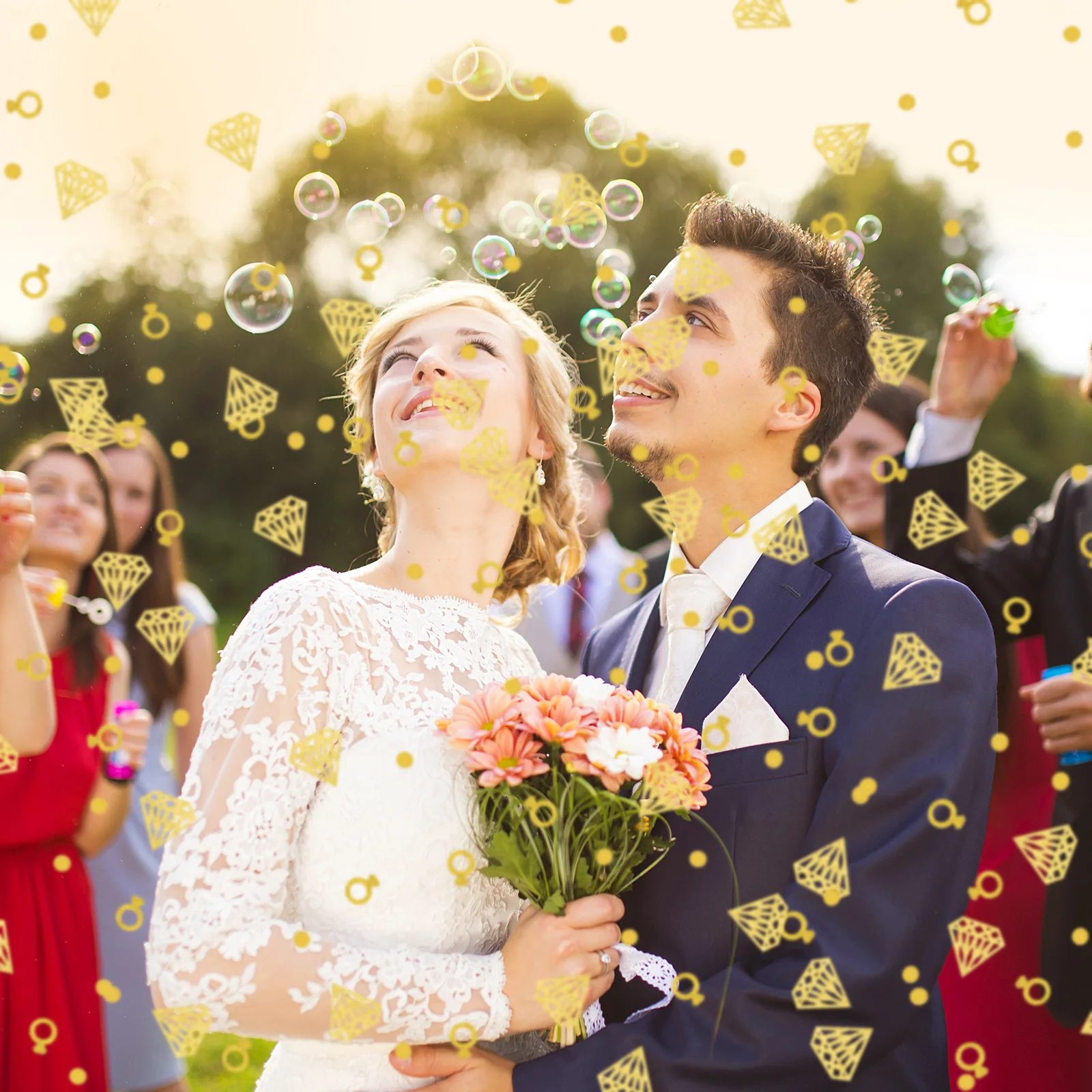 

Diamond Ring Shaped Confetti Decorative Hollow Paper Wedding Party Supplies Lightweight Bridal Shower Celebrations