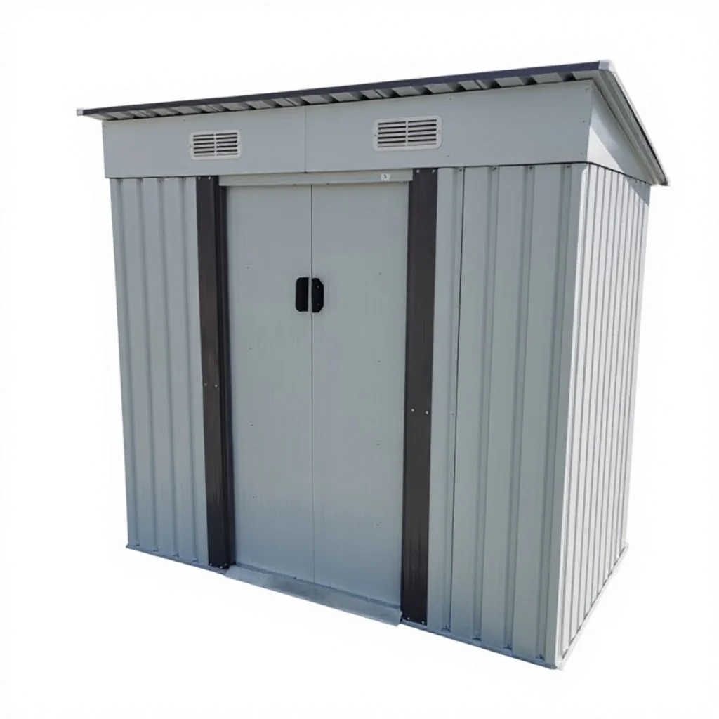 

6X4FT Durable Garden Steel Storage Shed Lockable Doors Gable Roof Easily Assembled Updated Metal Frame Structure for Backyard