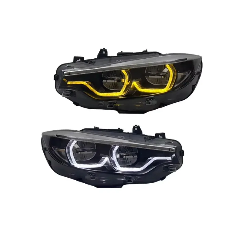 4 Series F32 F33 F36 F80 M3 F82 M4 LED White/Yellow DRL IKON Style Headlights for 425i 428i 430i 435i Front Lamp 6/8/9 Pins