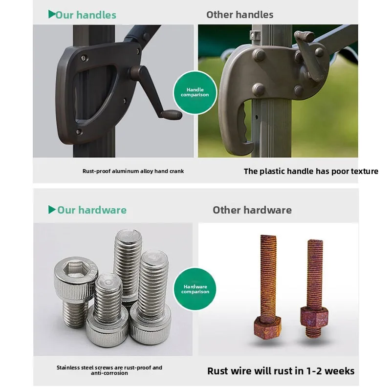 All-Aluminum Alloy Pole Umbrella Base Wind-Resistant Solar-Powered LED Rust-Proof Sun-Proof Outdoor Furniture