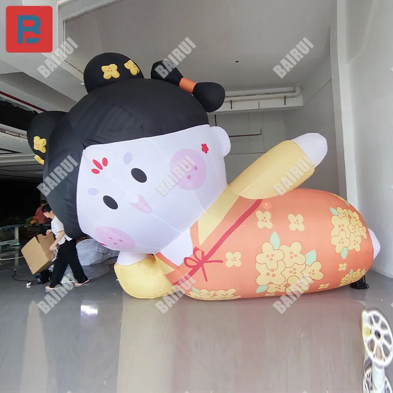 Inflatable cartoon Xiao Douyuan Osmanthus model of the Tang dynasty dress lying in mid-autumn lantern props