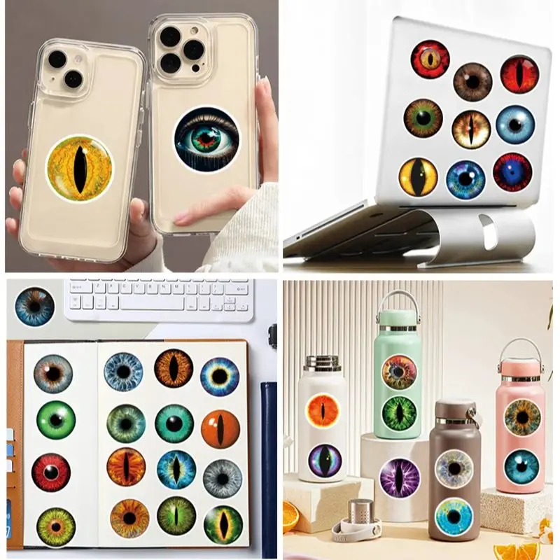 80Pcs Individual Eyeball Motorbike Helmet Stickers Waterproof Rear Trunk Sticker Motorcycle Body Scratch Cover Decals