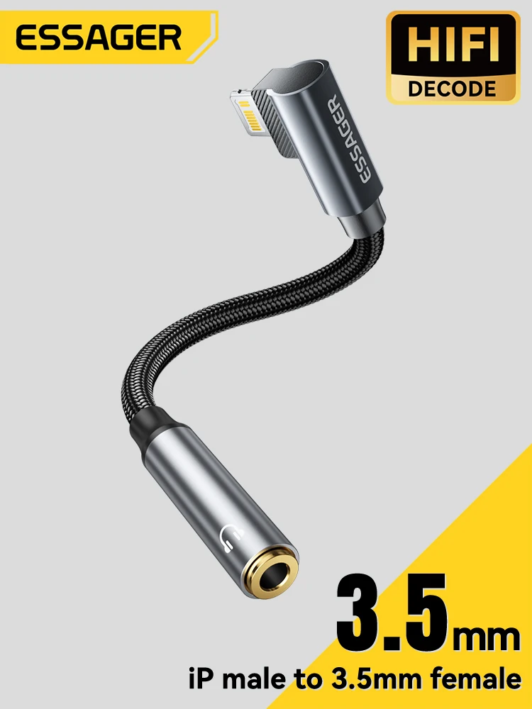 Essager Typ-C auf 3,5-mm-Kopfhörerbuchse AUX USB-C Kabeladapter für iPhone Huawei Xiaomi IP Stecker auf 3,5-mm-Buchse Audio-Adapter