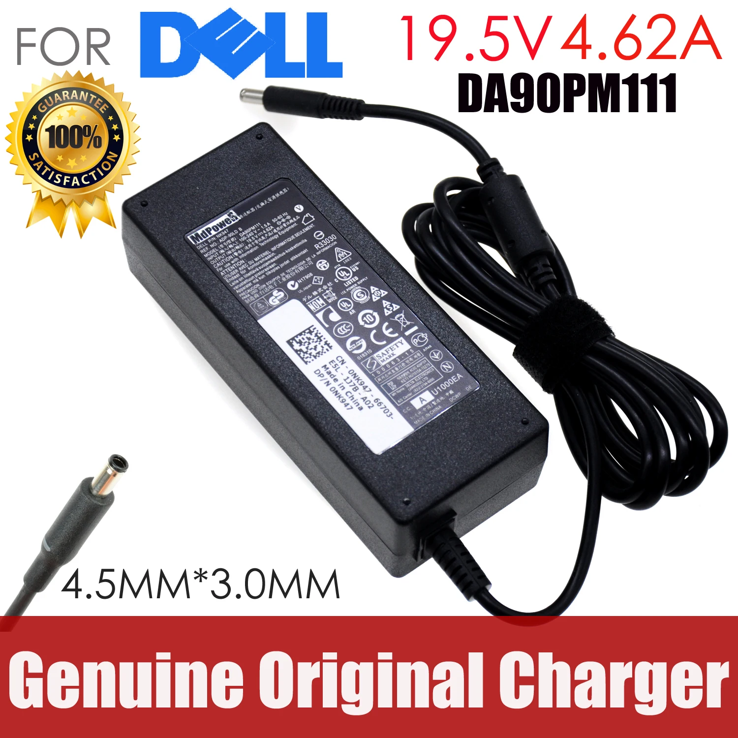 

Original 19.5V 4.62A 90W laptop charger ac adapter for Dell inspiron 20 3043 3064 22 3265 24-3455 24-5450 20-3059 DA90PM 111