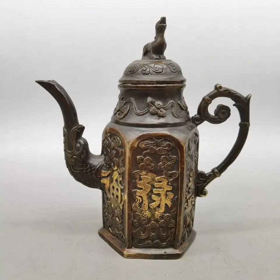 Retro Good luck, fortune, and longevity Teapot Ornament Decoration Tea Pet Figurines Desk Decor Accessories