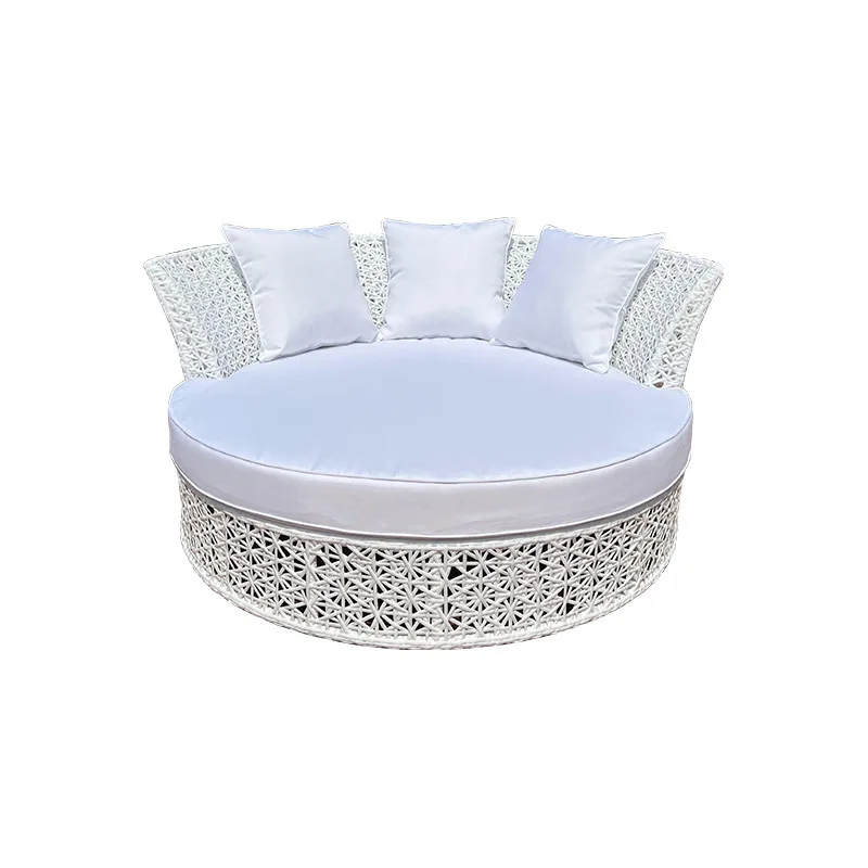 

Outdoor leisure balcony rattan open-air round bed furniture sofa bed courtyard outdoor flower creative pool