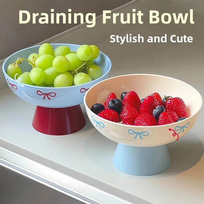 

Поднос для фруктов с высокими ножками и дренажным отверстием для гостиной, домашнего использования, новая модель, премиум-класса, легкий, компактный, с точным отводом воды...