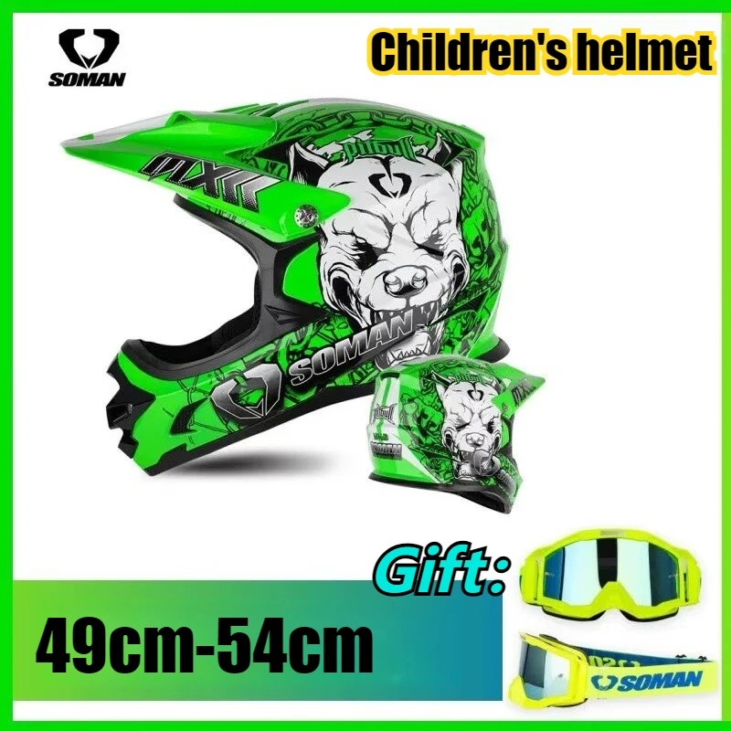 

SOMAN M9 мотоциклетный раллийный шлем детский полный шлем для мотокросса Casco Moto детский внедорожный защитный шлем DOT ECE