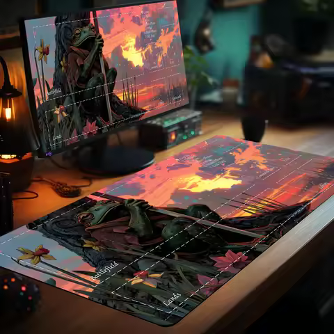 Playmat Magic Card Gaming Mats Frog Warrior anime mouse pad desk mat gamer pc accessories keypad mousepad tcg mat