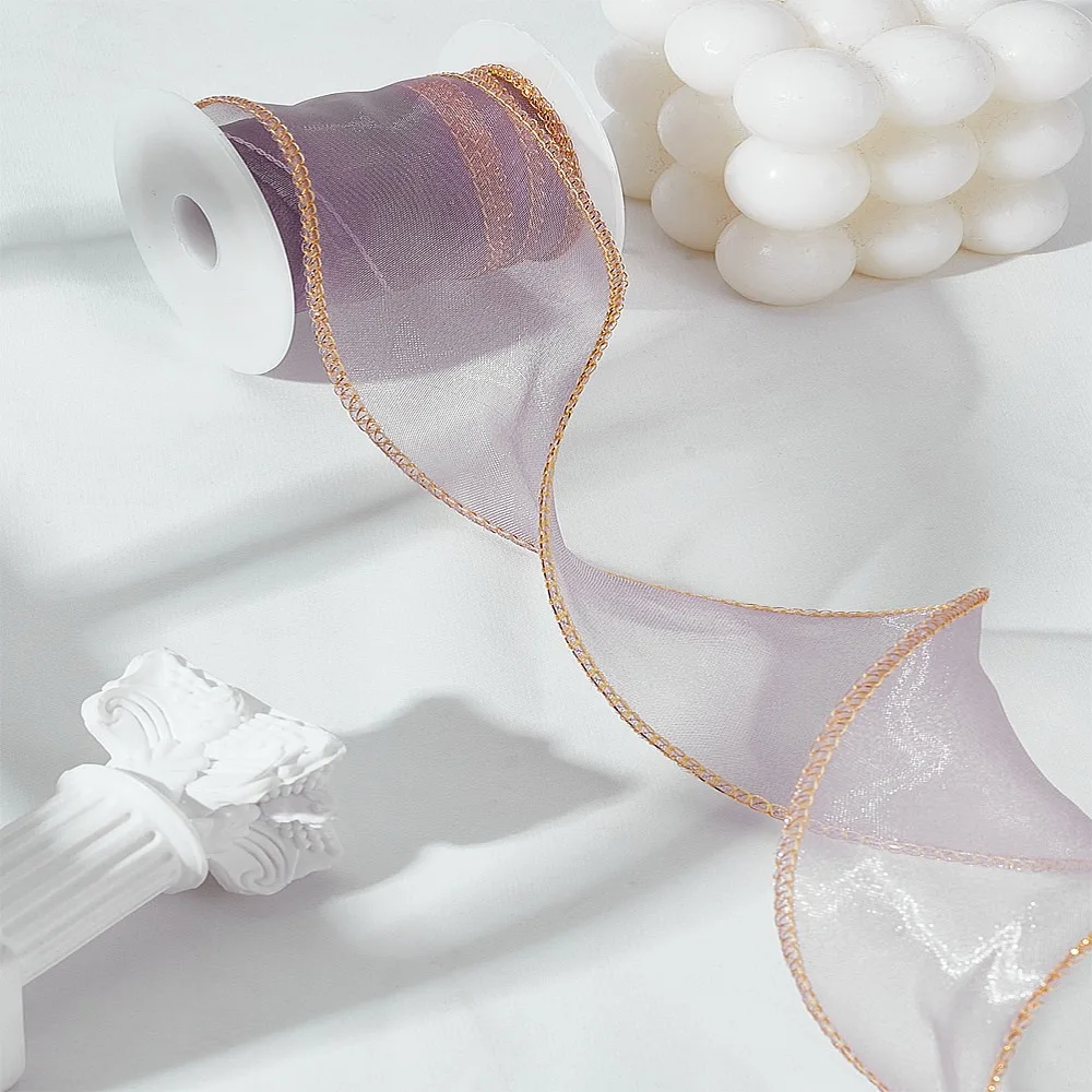 5 Yards Polyester Organza Ribbons with Spool Rosy Brown 1-1/2~1-5/8 inch(37~40mm)