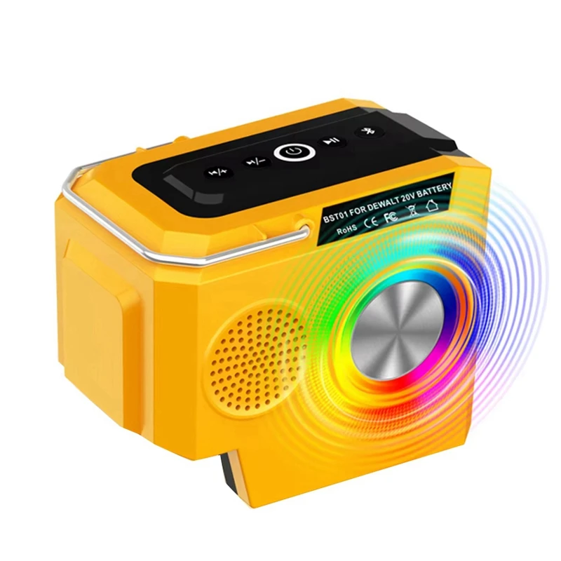 Portable Bluetooth Speaker For Dewalt 18-20V Li-Ion Battery With USB Type-C Output Port Bluetooth Player Loudspeaker