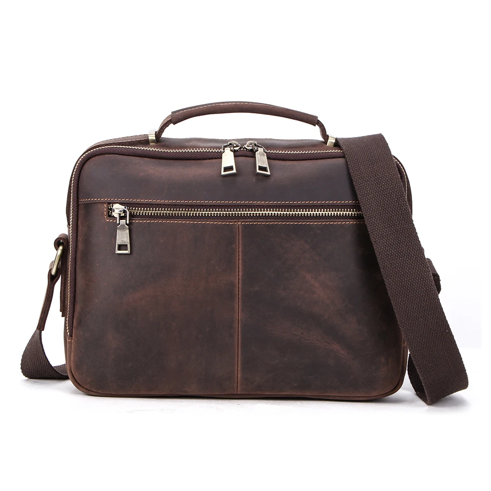 Retro Luxe Heren Aktetas Echt Lederen Casual Zakelijke Handtas Document Messenger Bag Mannelijke Crossbody Tassen Schouder Bolsas