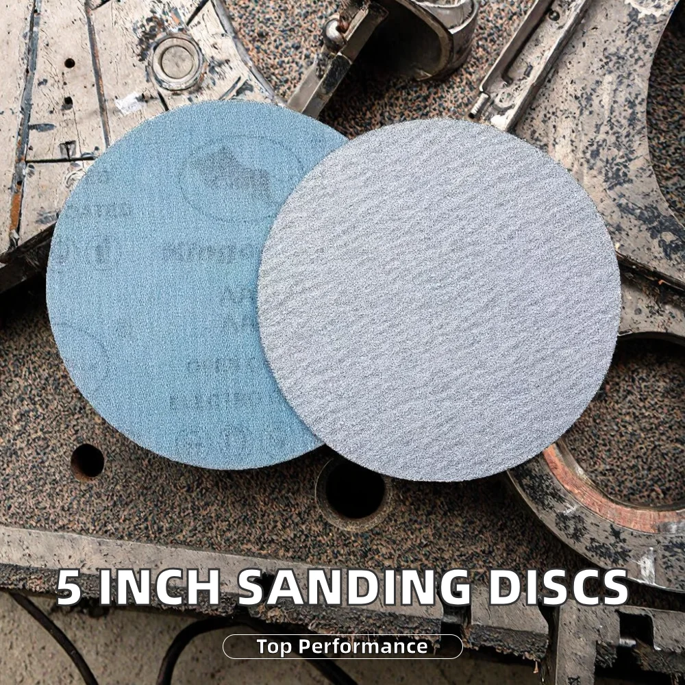 Customized 5 Inch 125mm Hook Loop Disk Sandpaper 100 Papers Abrasives Soft Medium Hardness Fine Grit for Polish & Soft Sanding