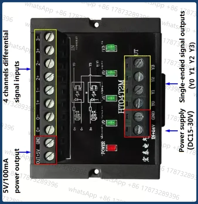 Customized 3 Or 4 Channels Differential To Push-pull HTL TTL Signal PNP/NPN Converter For Encoder To PLC Counters 2MHz 5V 24V