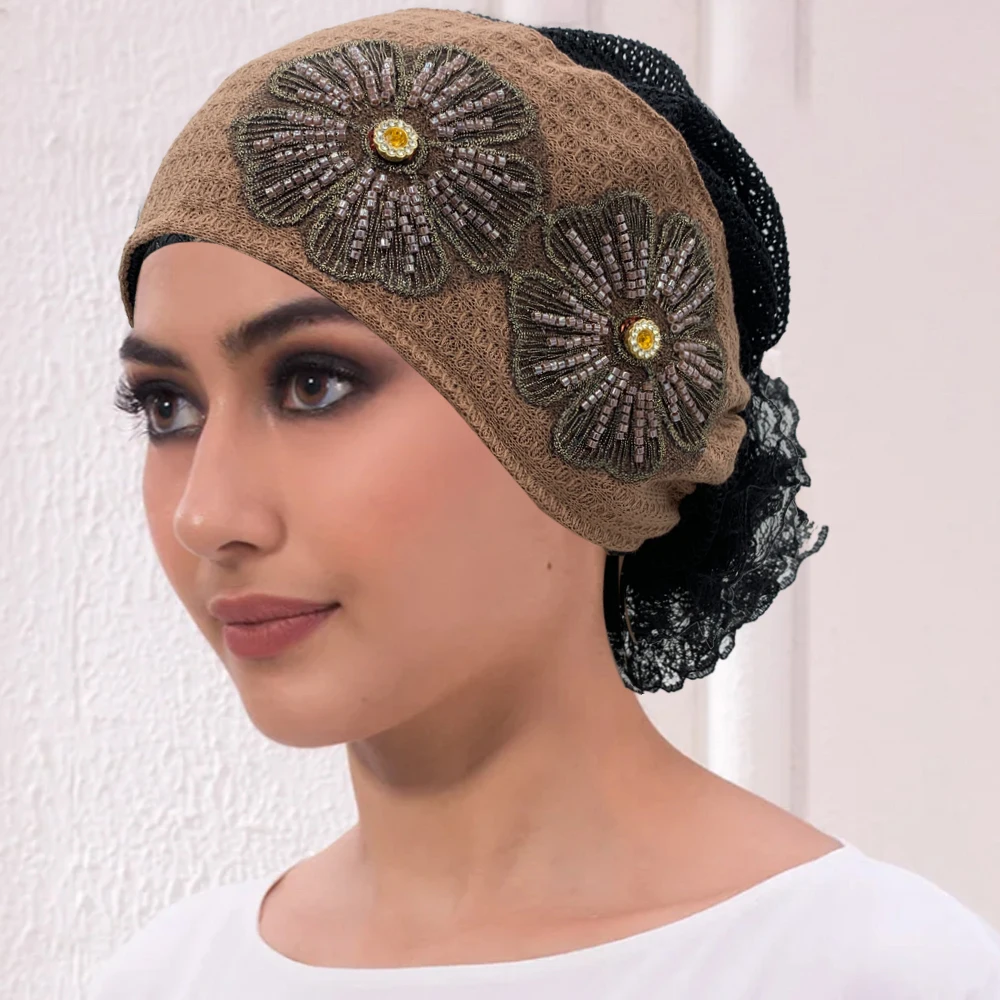 Summer Breathable Head Wraps Bonnet Muslim Under Scarf Hat Cancer Chemo Hats Turbante mujer Embroidery Turban Cap for Women