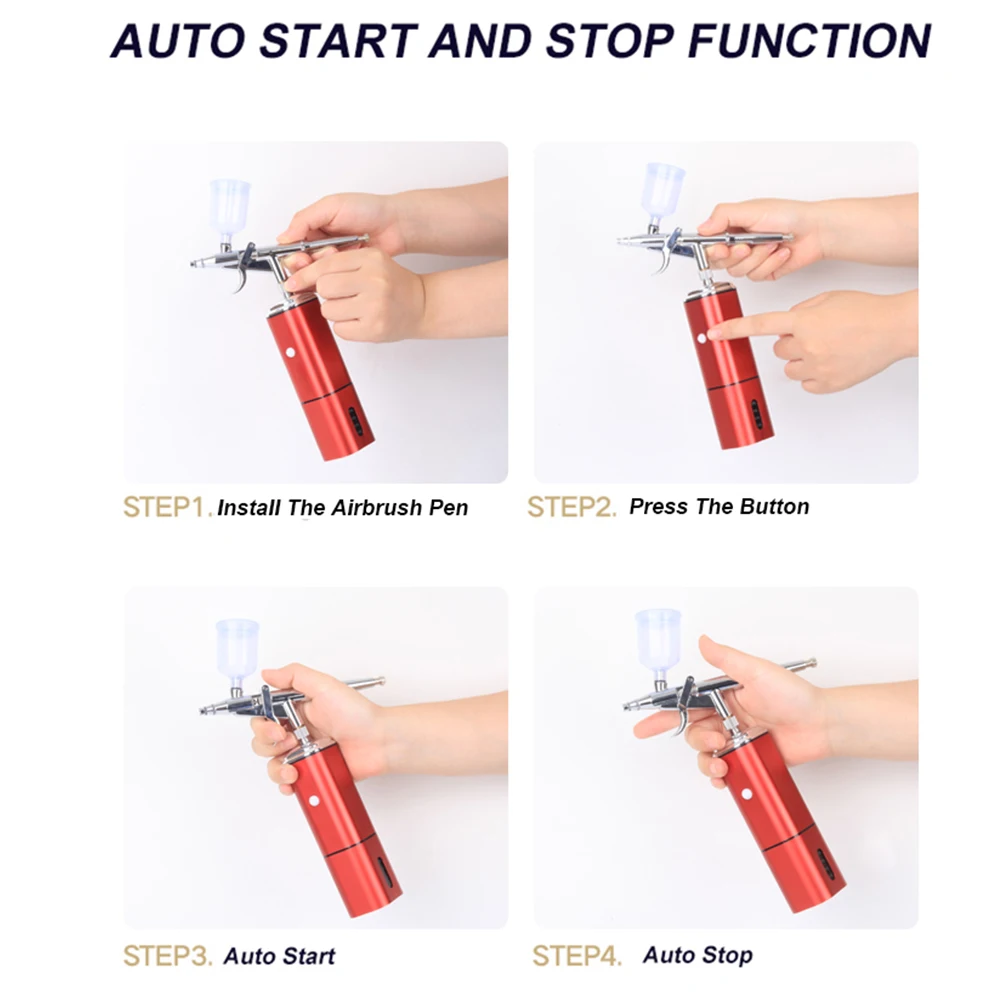 High Pressure Replace Battery Airbrush Compressor Dual Action Spray Mini Hold Beauty Salon Makeup Nail Tattoos Cake Tools