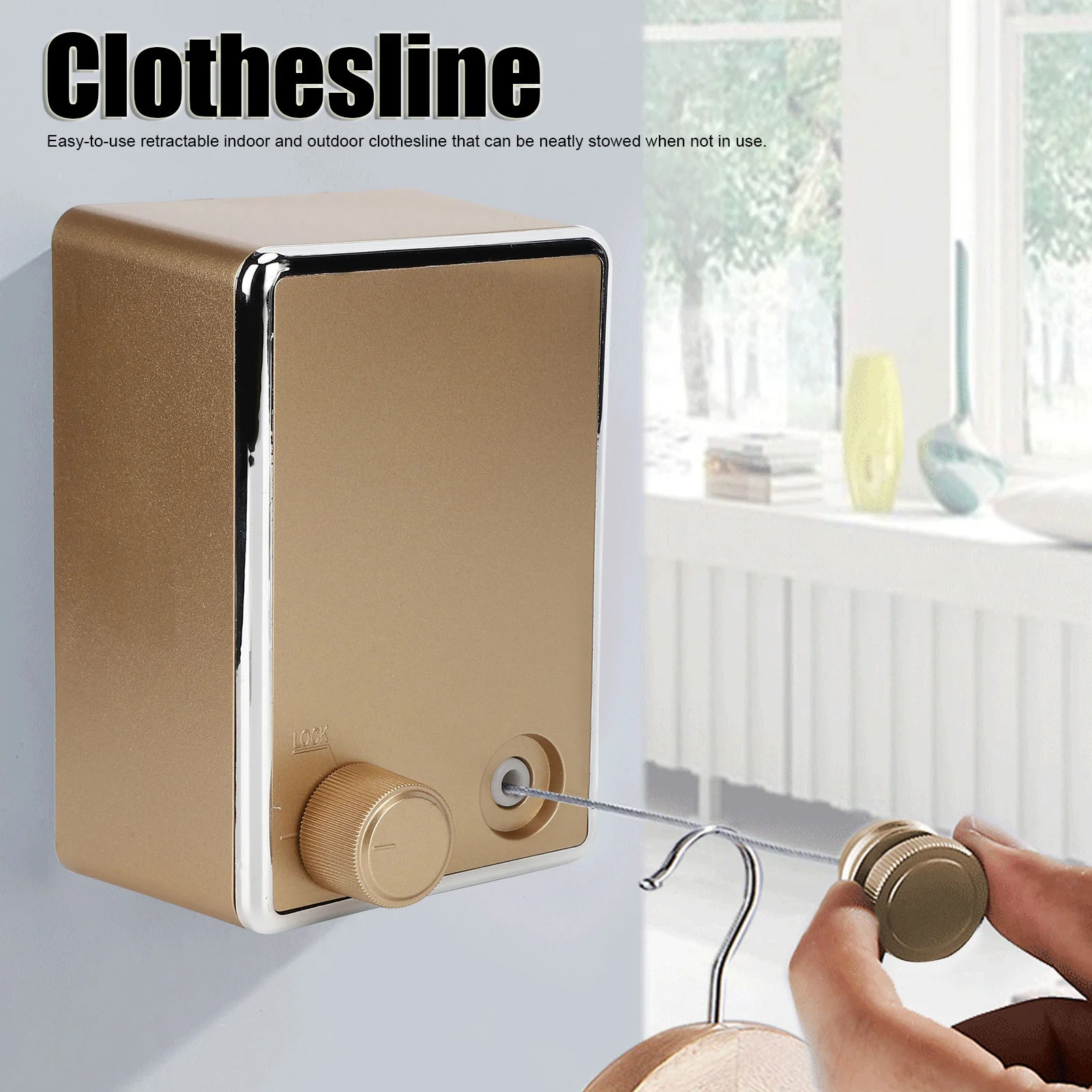 Retractable Clothesline Stainless Seel Pull-Out Clothes-Drying Machine Rope Space-Saving Clothes Drying Rack For Household