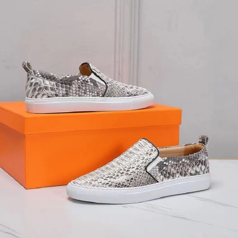 2023 new arrival Fashion snake skin causal shoes men,real leather sneakers PDD244