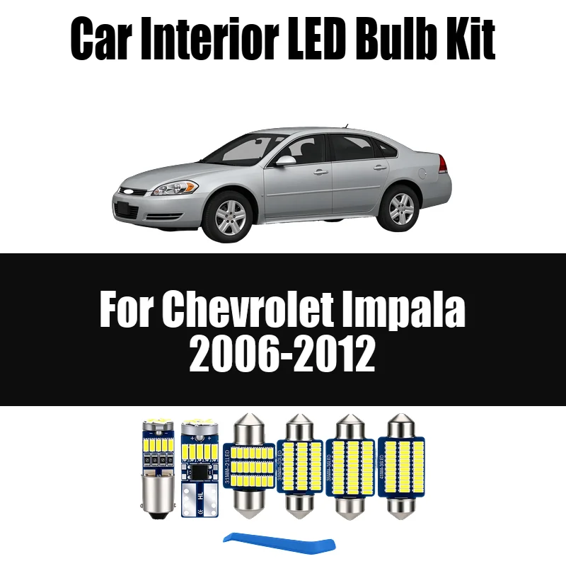 13PCS Canbus For Chevrolet Impala 2006-2012 2009 2010 2011 LED Interior Front  Map Lights License Plate Lights Glove Box Kits
