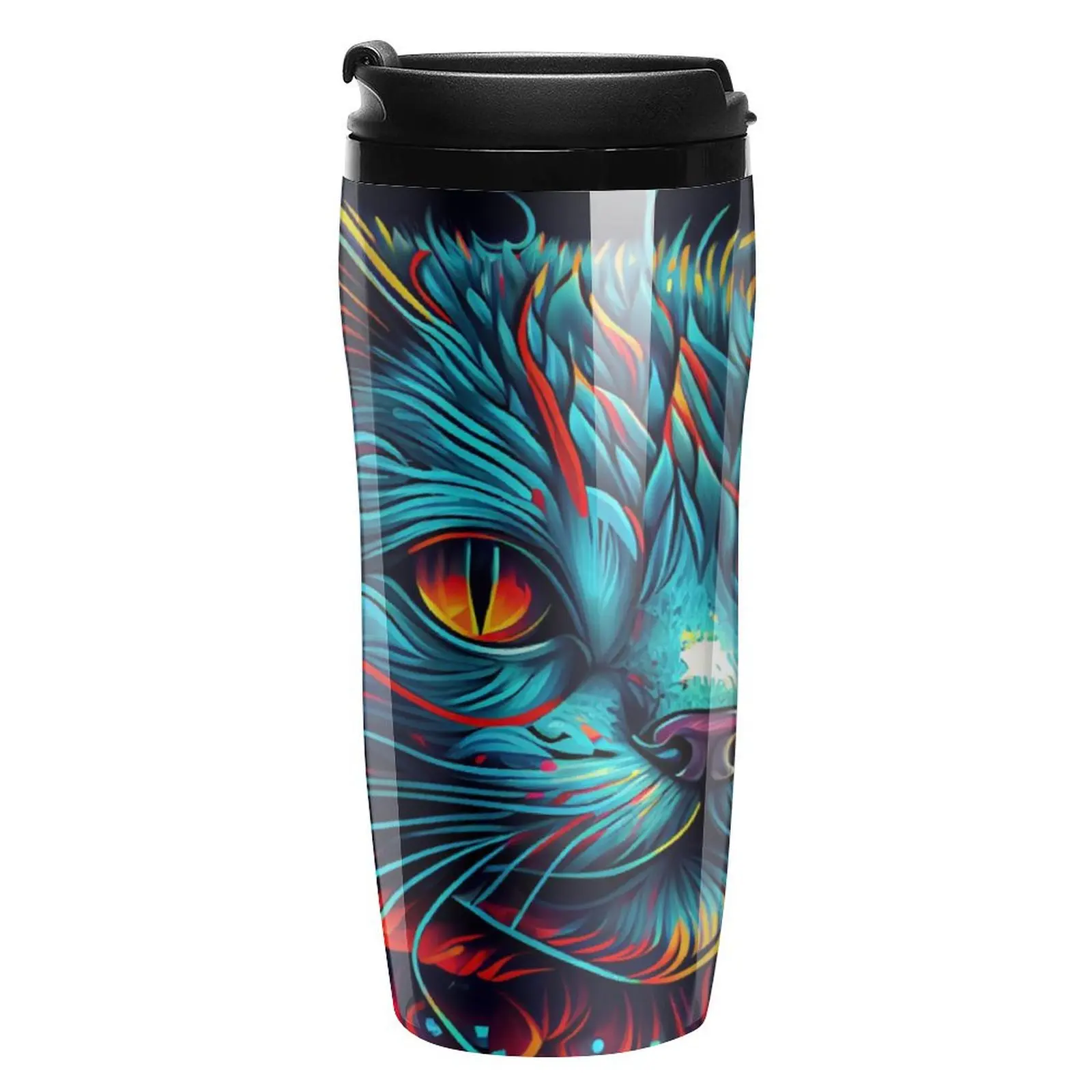 Colorful Cat Coffee Mug to Go Cute Animal Print Plastic Keep Heat Water Bottle Sublimation Camping 350ml Plastic Cup