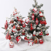 2PCS White&Red santa snowman Christmas Pendants Ornaments For Xmas Tree Ornaments Christmas Party Decorations Kids Gift