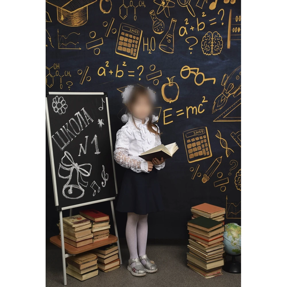 Back To School Photography Backdrop Blackboard Chalk Figure Scene Background Baby Shower Portrait Photographic For Photo Studio