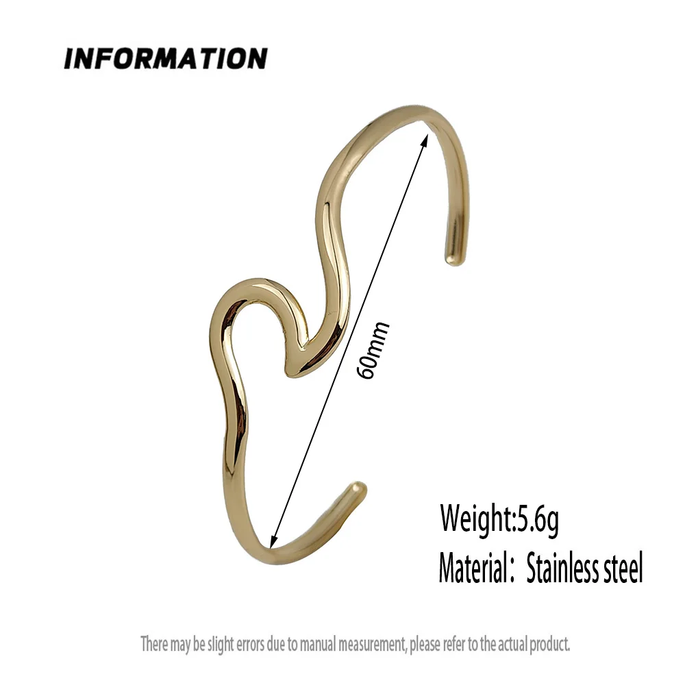 Bangles for Women Irregular Wave Twisted Stainless Steel Open Cuff Bracelets Silvery Gold Girl Fashion Jewelry Birthday Gifts