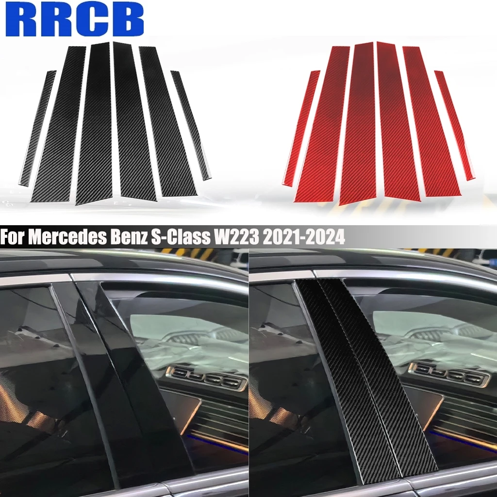 

Carbon Fiber Car Accessories B-pillar Decorative Exterior Trim Cover Sticker For Mercedes Benz S-Class W223 2021 2022 2023 2024