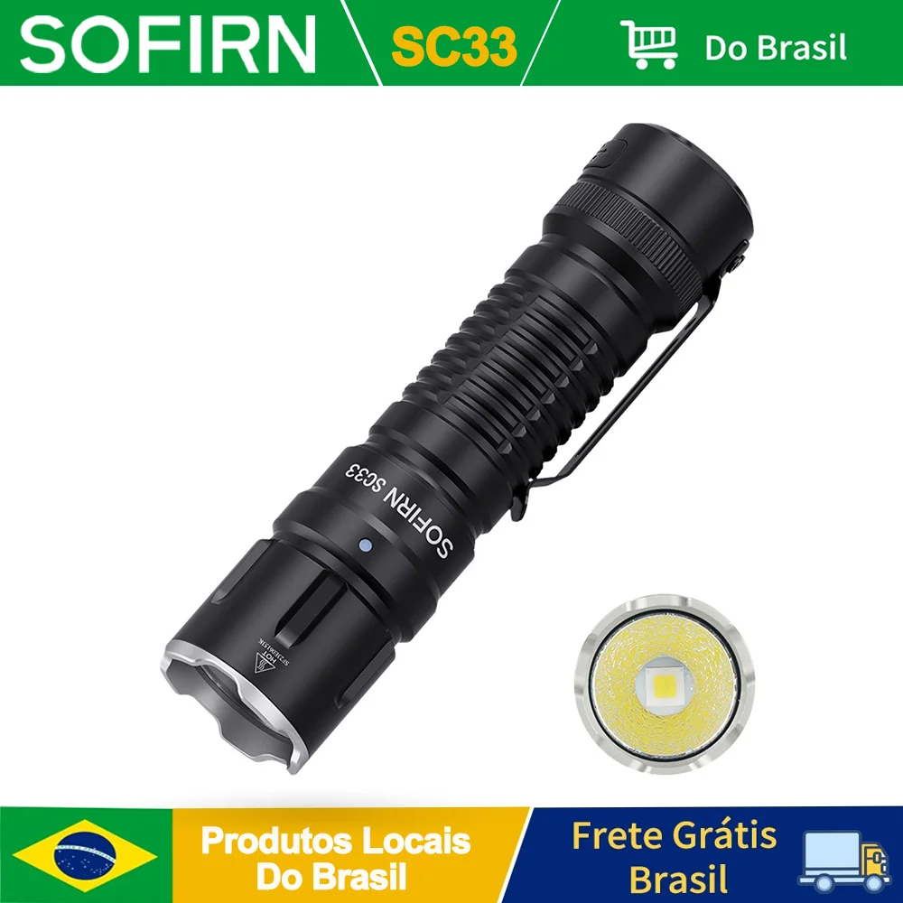 Sofirn sc33 led lanterna tática xhp70.3 hi 5200lm poderosa 21700 tipo c recarregável tocha e-switch luz ao ar livre