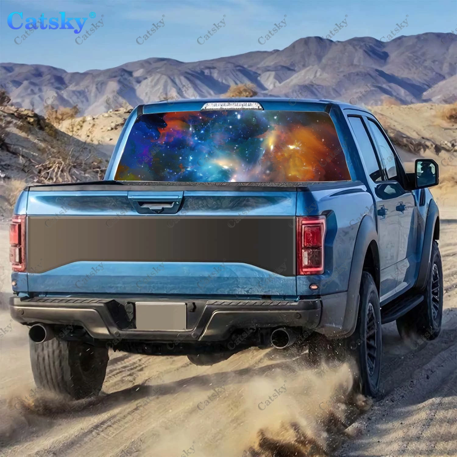 Space Stars Rear Window Decals for Truck,Pickup Window Decal,Rear Window Tint Graphic Perforated Vinyl Truck Sticker