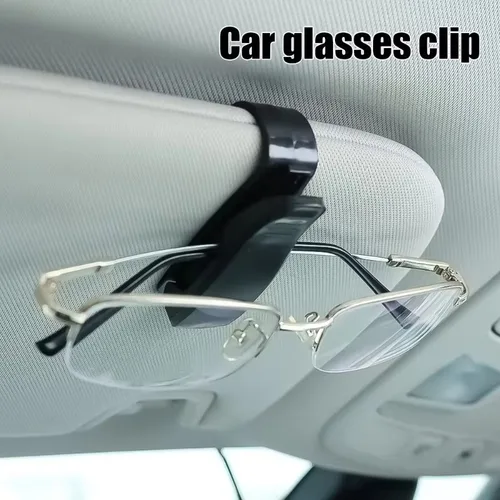Imagen 2 del producto Clip para visera de coche, soporte para gafas de sol, soporte negro para Interior de vehículo, soporte portátil, funda de sujeción