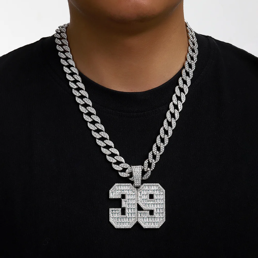 DIY accessories Cross-border exclusive supply for European and American hip-hop necklaces, flash diamonds, Cuban chains, exagger
