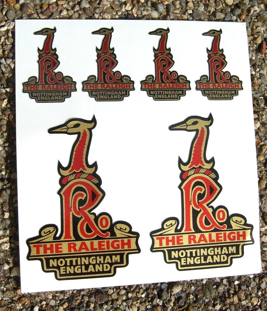 For 1Set RALEIGH Vintage style Head Cycle Bike GOLD Stickers