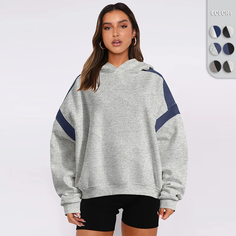 

Women's Hoodies Autumn Winter Hooded Sweatshirt Color Block Design Long Sleeve Fashionable Loose Versatile Top