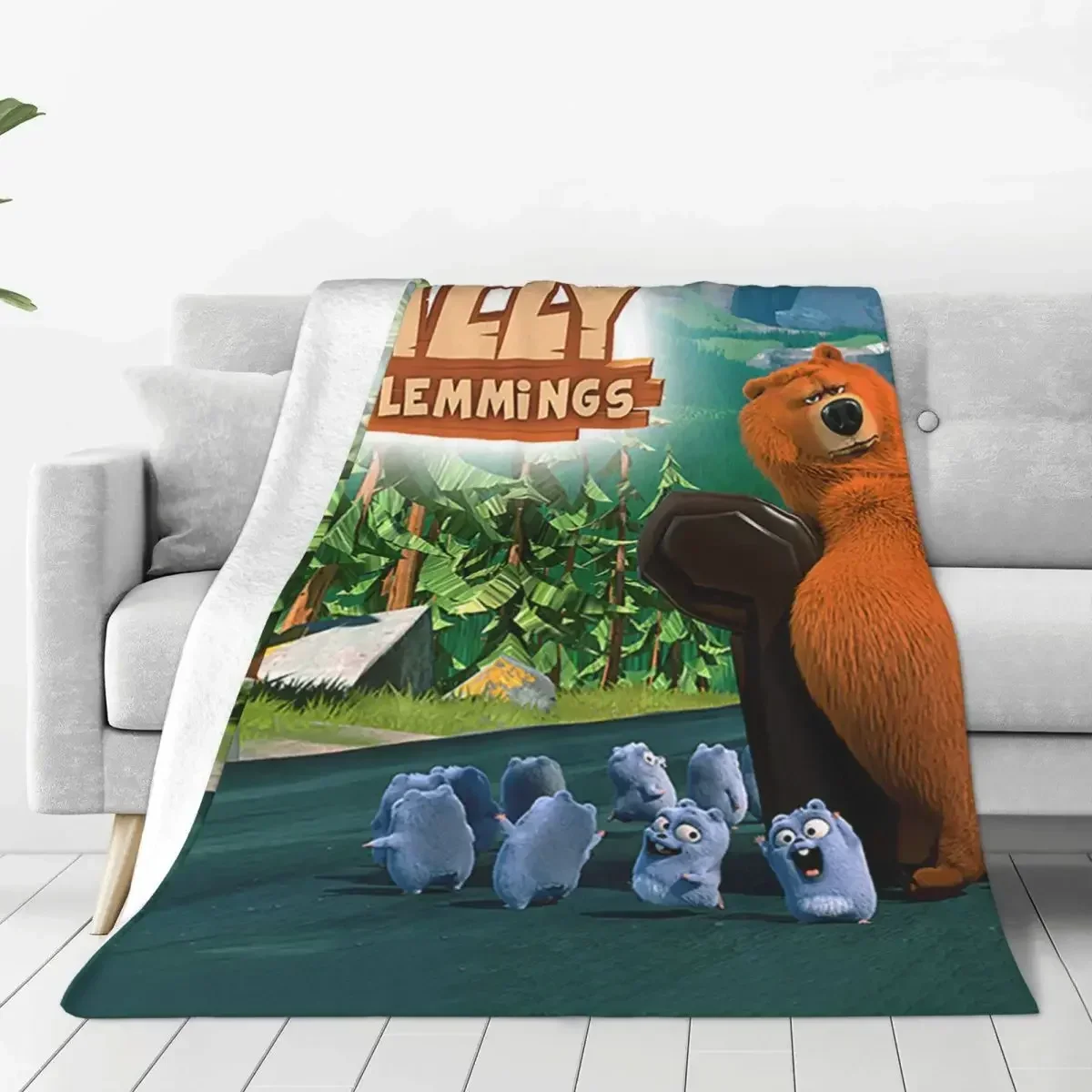 

Grizzy Blanket Cartoon Sofa Cover Flannel Printed Anime Bear Super Soft Throw Blankets for Home Bedroom Quilt Blankets