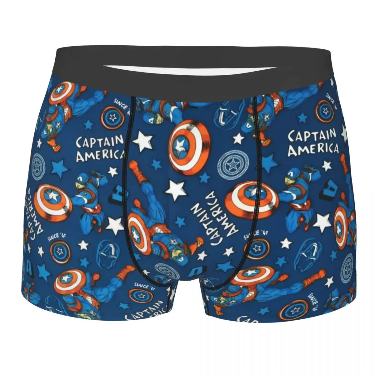 

Custom Superhero Captain America Underwear Male Printed Boxer Shorts Panties Briefs Breathable Underpants