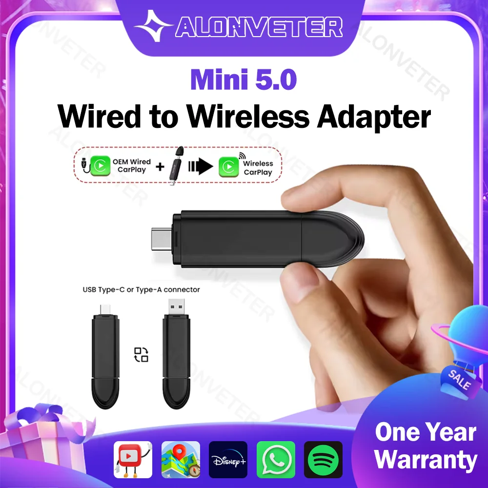CarlinKit Wireless CarPlay Adapter 2In1 Mini SE Pro Wireless Android Auto Auto Connect OTA Update Plug And Play USB-A/Type-C