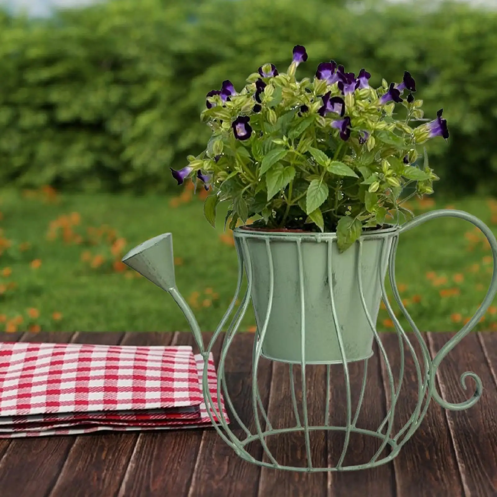 Vintage Iron Garden Planter Elegant Flower Pot Large Outdoor Basket for Terrace Balcony Housewarming Gift