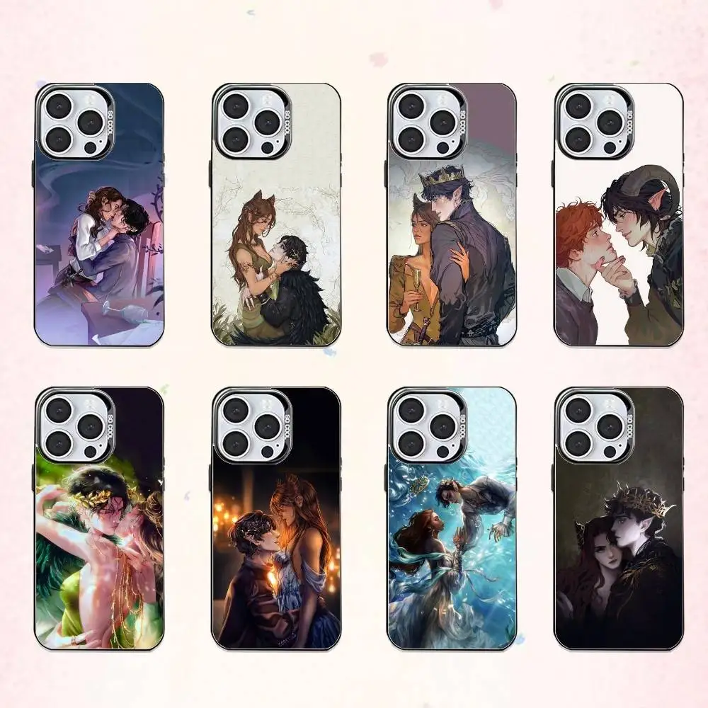 

T-The C-Cruel Prince Jude and Cardan For iPhone17,16,15,14,13,12,11 Plus,Pro Max Colored Silver Plated Inside Cover