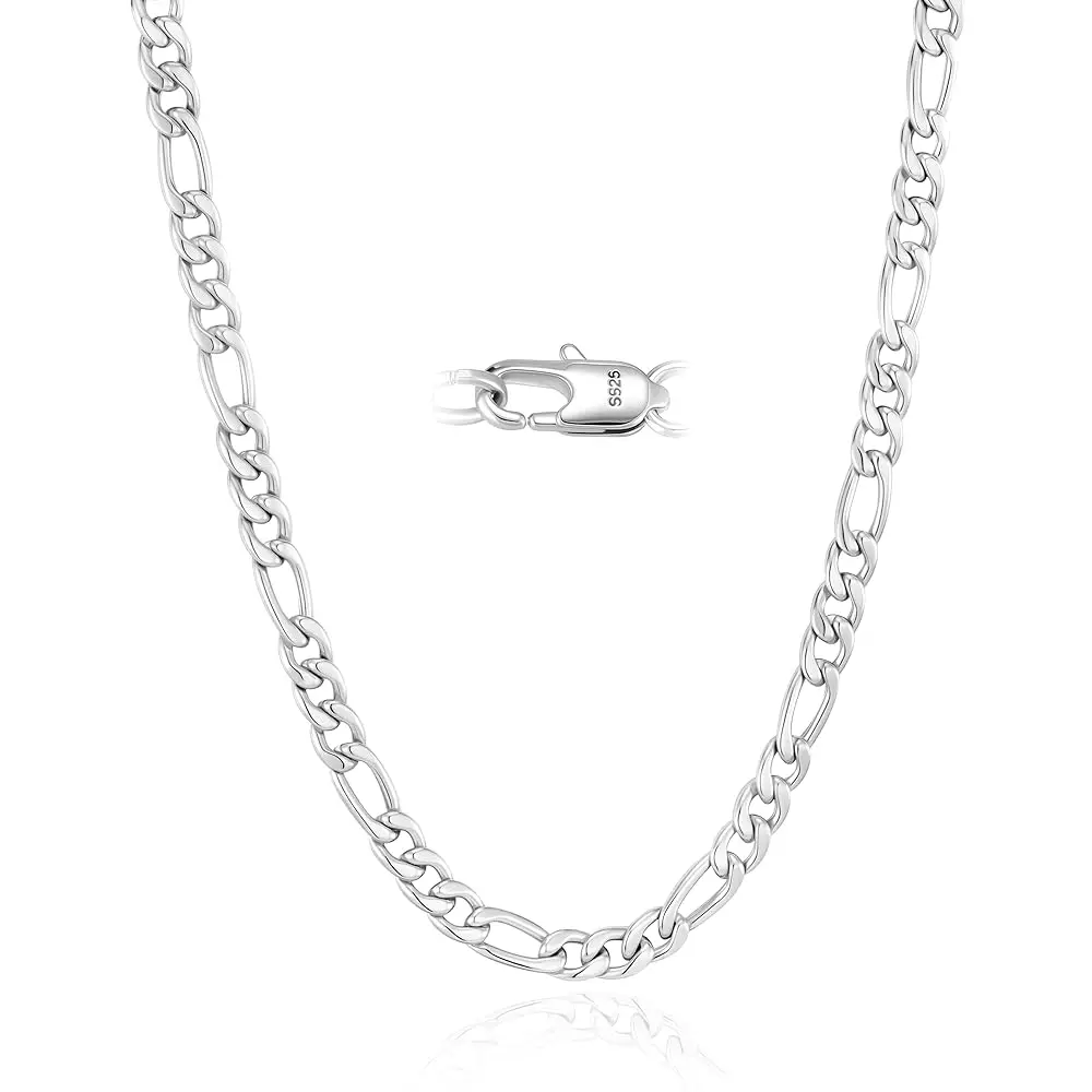 

3/5mm 14k Gold Plated Chain for Men and Women or 925 Sterling Silver Necklace chain, Cuban Link & Figaro Chains, Accessories