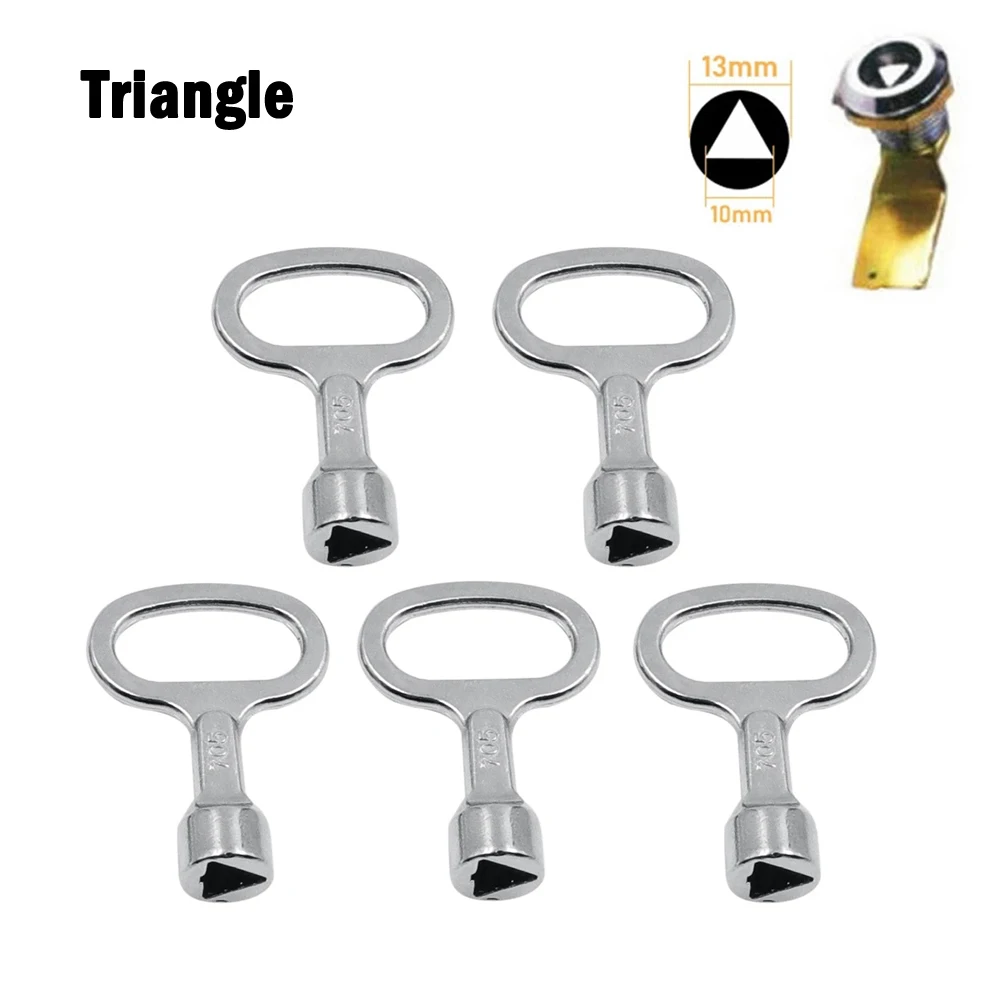 Tool Key Wrench Elevator Door Lock Electrical Box 5pcs Valve Key Wrench Triangle Key Zinc Alloy Silver For Drawer