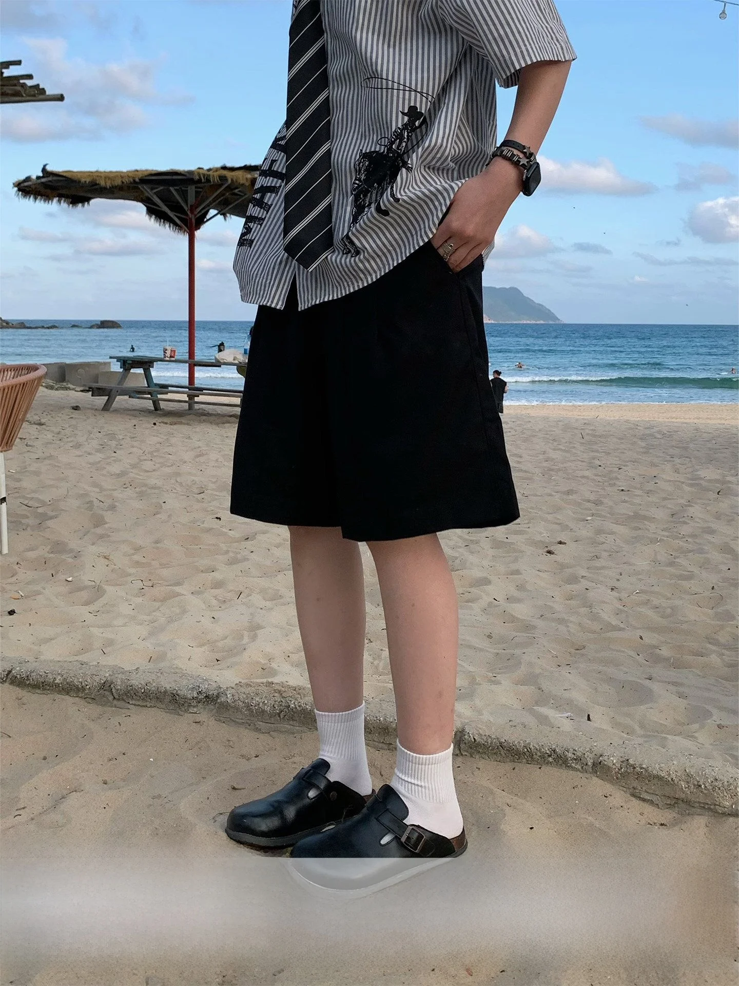 

Casual Straight Leg Short Pants Men's Color Simple Design Summer Versatile Shorts Comfortable Natural Waist for Couples