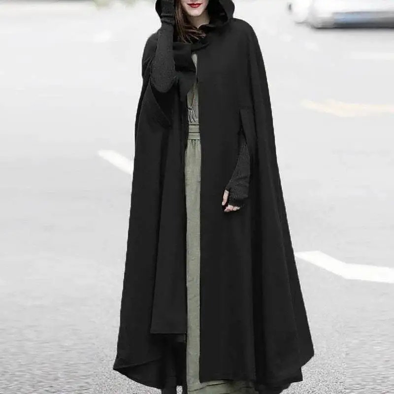 ยุคกลางGothicเสื้อคลุมบางCoat Assassinบทบาทเล่นแฟชั่นเสื้อคลุมแขนยาวRetroหญิงแวมไพร์Devil Cape